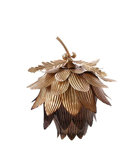 C26225 | 14"H | Small Metal Layered Pinecone Stand