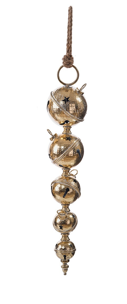 C26254 | 28"L | Large Metal Gold Star Bell Finial Hang