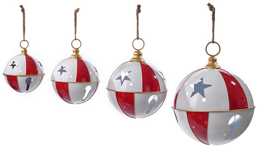 C26293 | Metal Swirl Red/White Gift Bells | 4pcs/Set