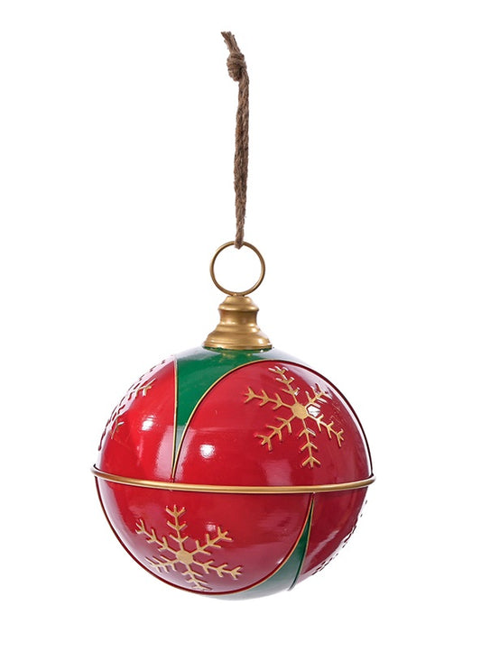 C26316 | Large Metal Snowflake Green/Red Bell