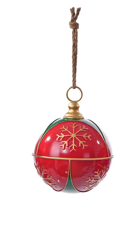 C26315 | Medium Metal Snowflake Green/Red Bell