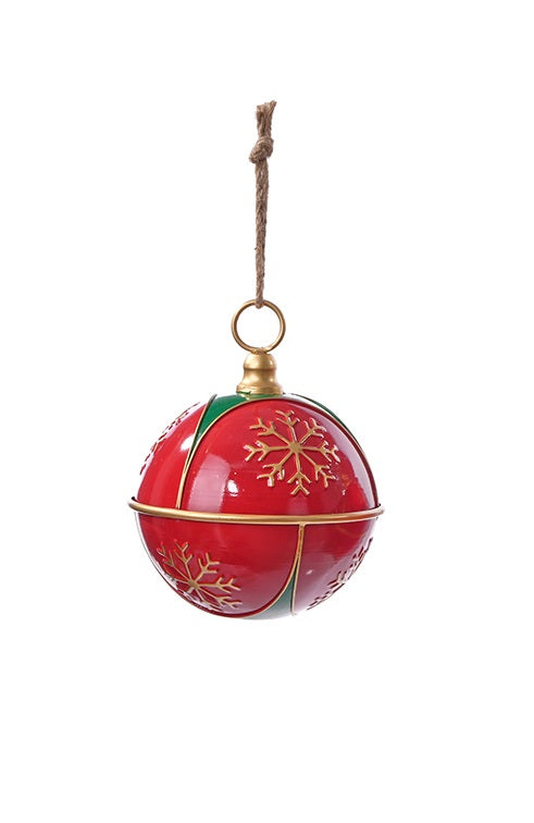 C26314 | Small Metal Snowflake Green/Red Bell