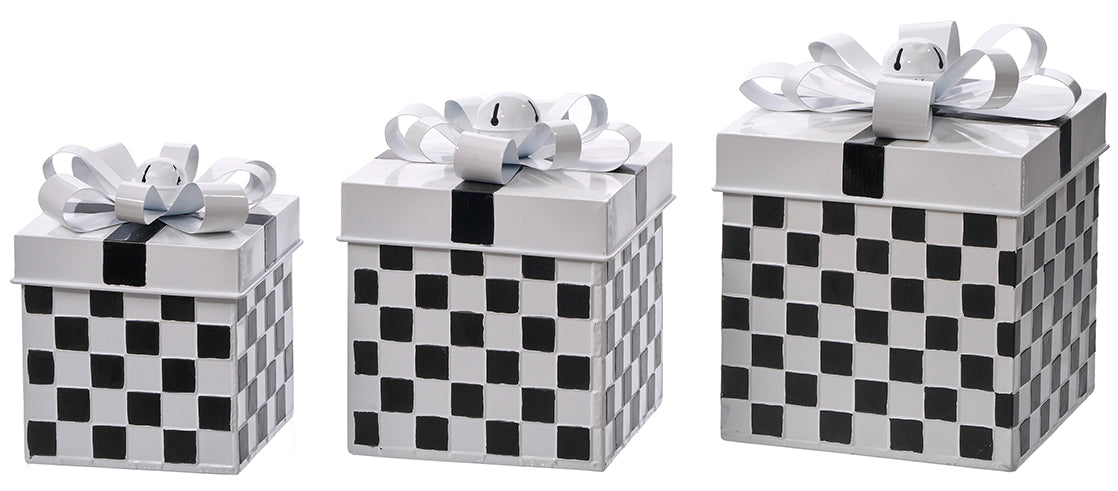 C26341 | Metal Black/White Gift Box | 3pcs/Set