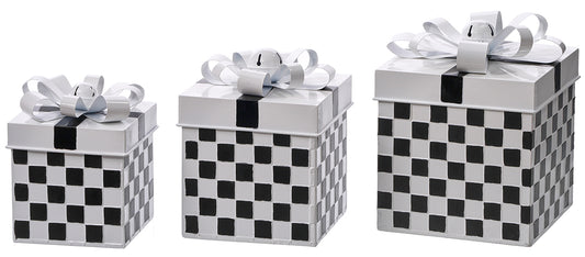 C26341 | Metal Black/White Gift Box | 3pcs/Set