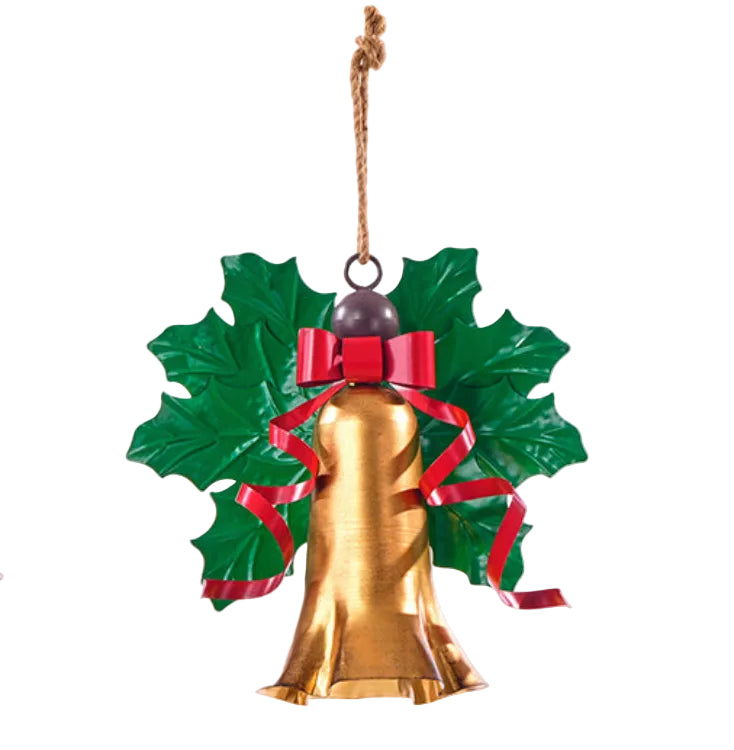 C26393 | Small Metal Holly Leaf Angel Bell