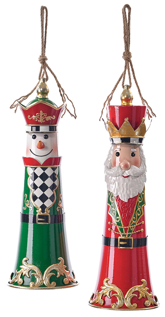 C26773 | Metal Santa/Snowman Nutcracker Bell Hang | 2 Asst