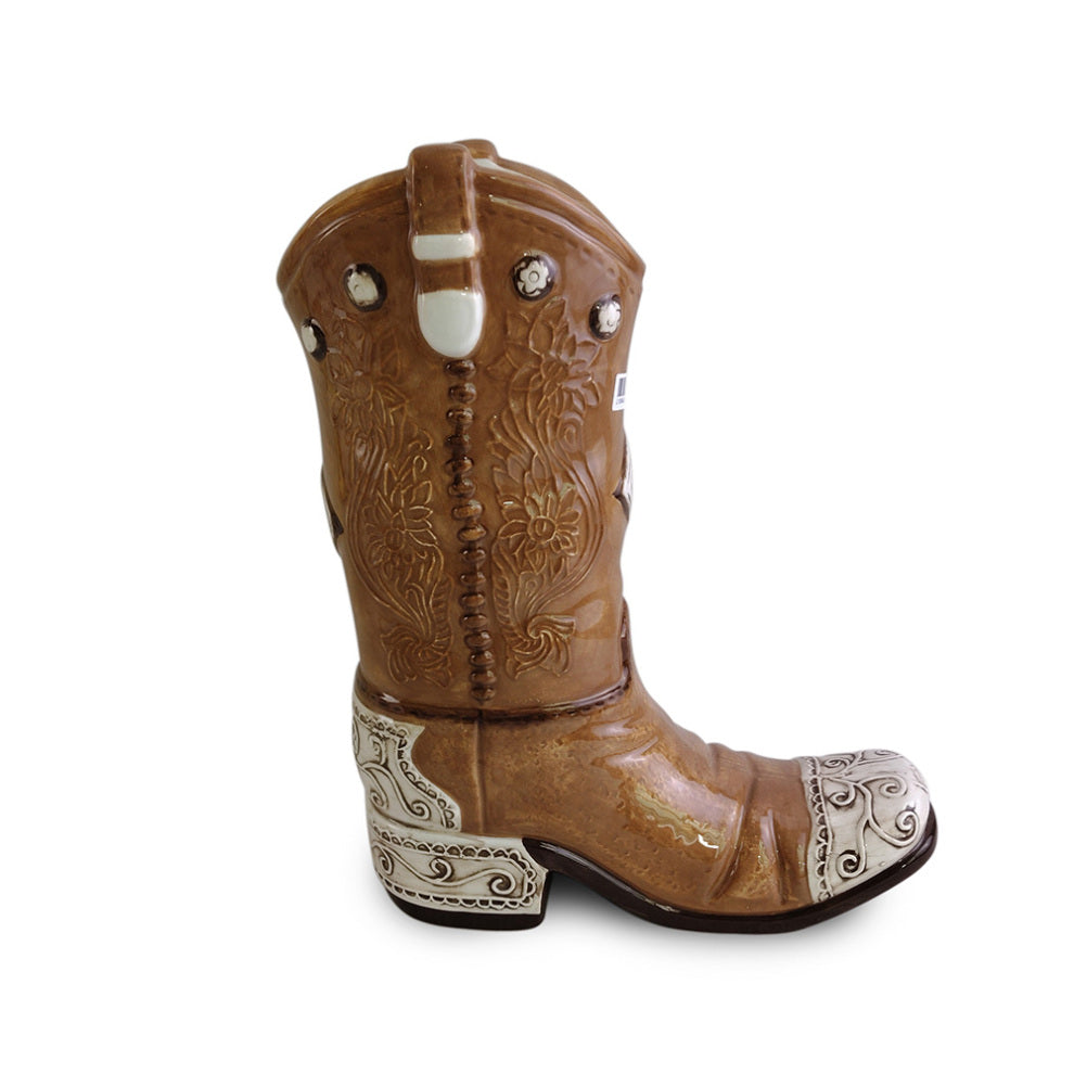 CA07063BR | 11.5"H | Ceramic Cowboy Boot Planter