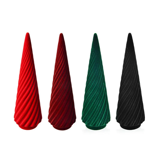 CC09007A4 | 13"H |  Glass Christmas Tree w/Velvet Finish | 4 Assorted