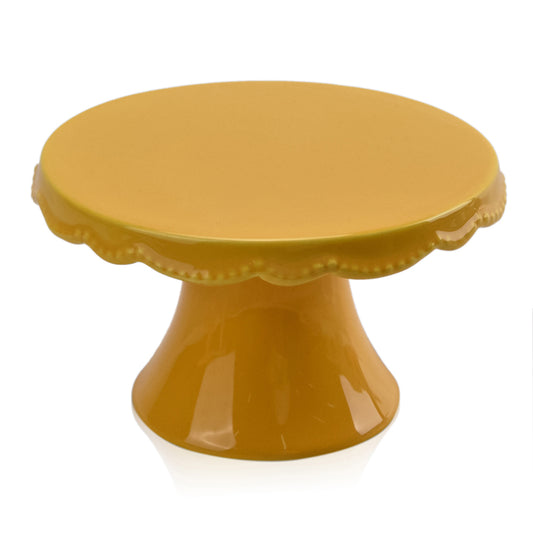 CE07038YE | 3.2"H x 5.6"D | Easter Cake Plate | Yellow