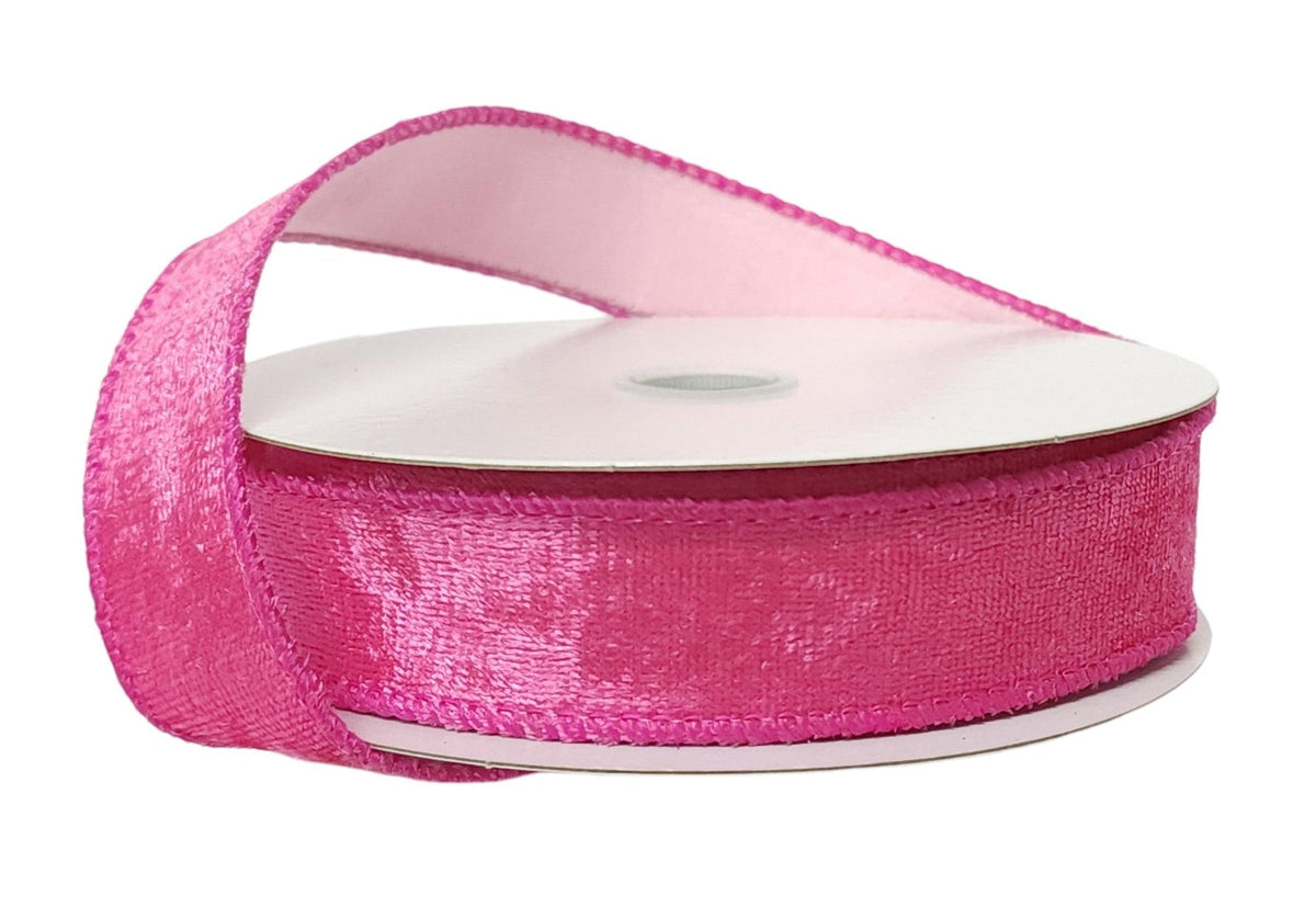 D43615-10-28 | 1" | DOUBLE SIDED FUCHSIA VELVET W/PINK DUPIONI BACKING | 10YDS