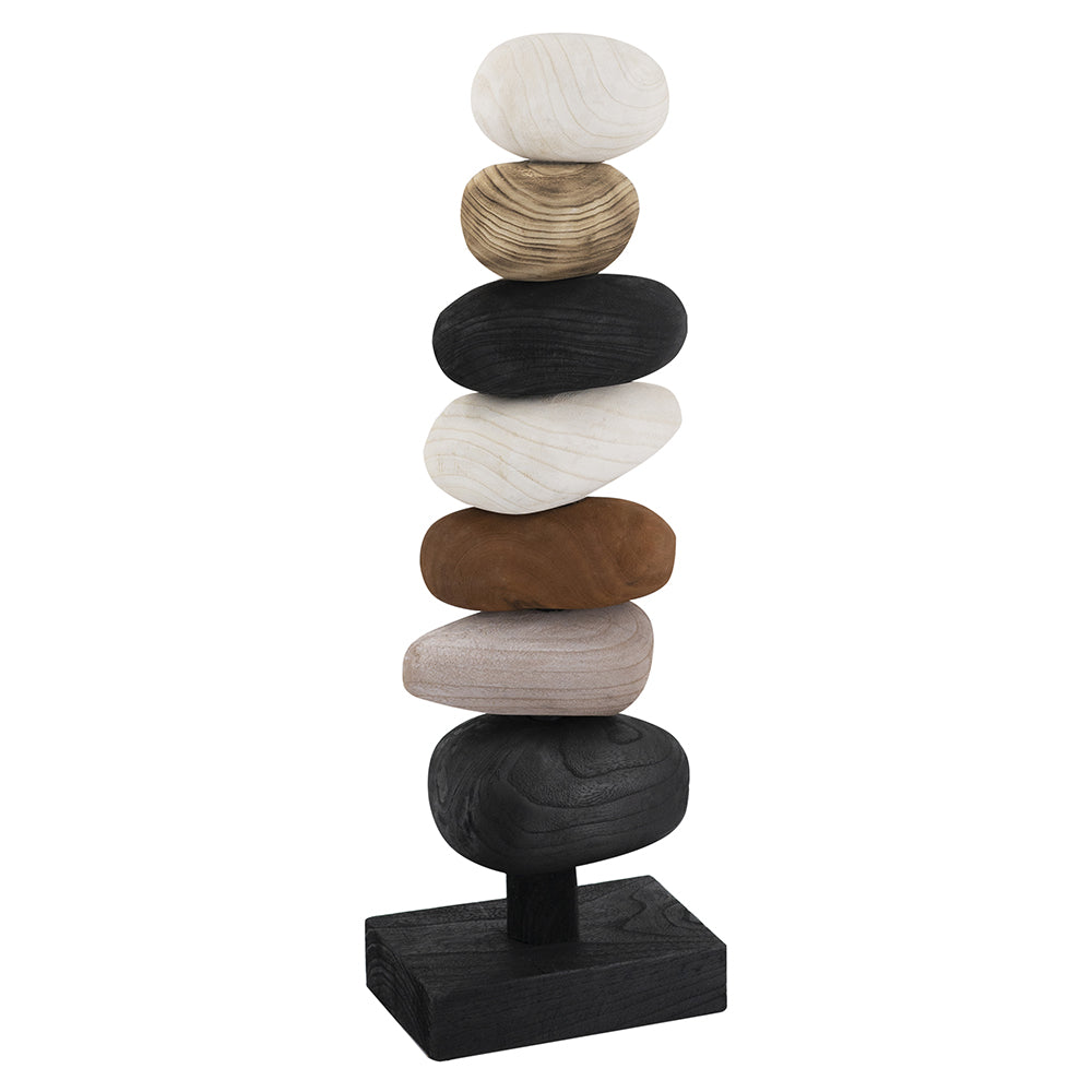 D9303 | 11" x 7.5" x 31.5" | Stacked Paulownia Wood Pebble Sculpture