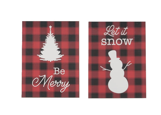 C22224 | Snowman/Tree Block | Red/Black | 2 Assorted Styles