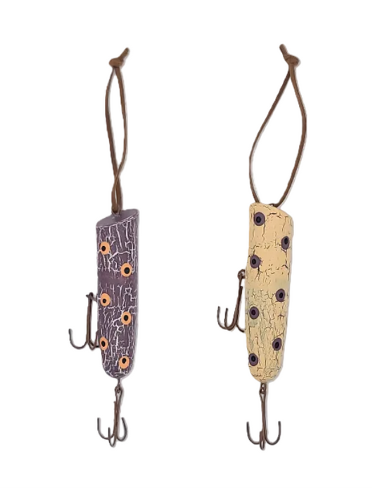 11170 | WOODEN FISH LURE HANGING ORNAMENT | 4 ASSORTED