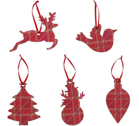 Holiday Plaid Shape Ornaments