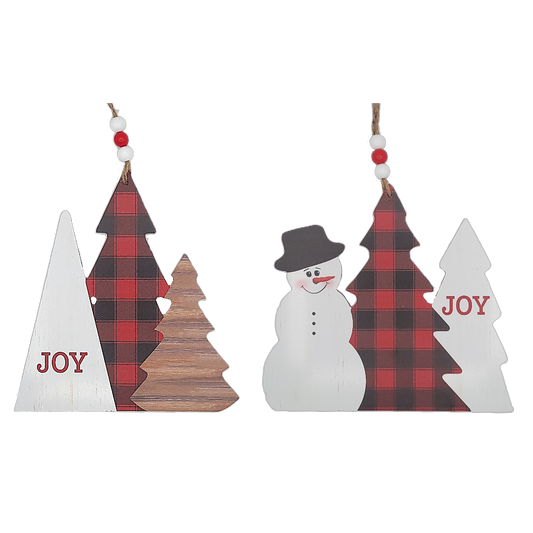 Red/Black Joy Triple Tree/Snowman  C22227