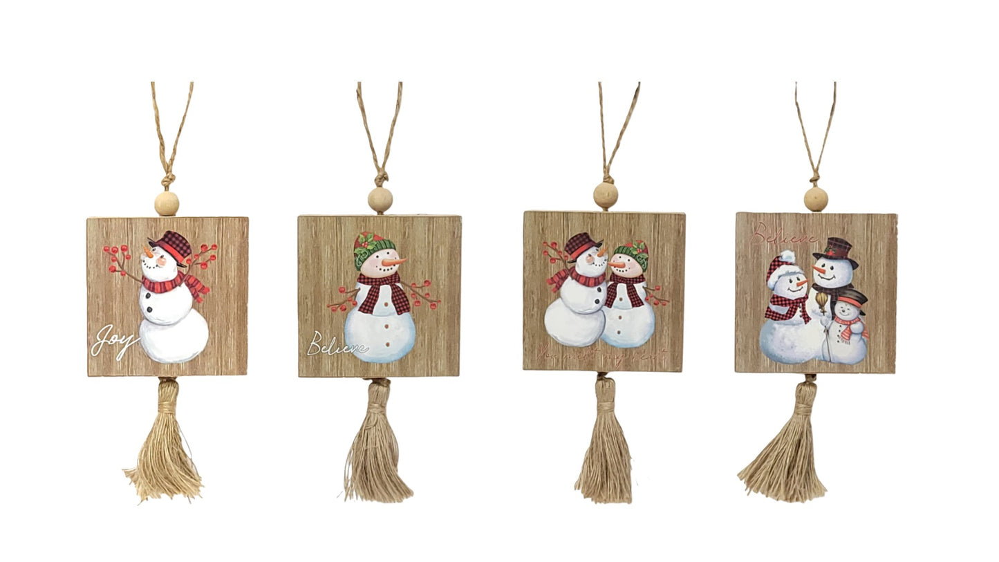 C22240 | Snowman Ornament w/Tassel | 4 Assorted