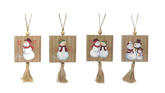 C22240 | Snowman Ornament w/Tassel | 4 Assorted