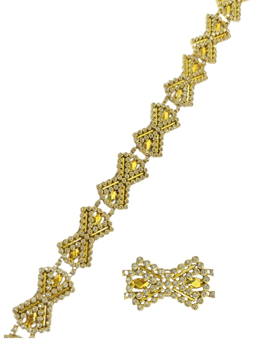2259-GOLD |36 x 24MM | RHINESTONE BOW TRIMMING | GOLD