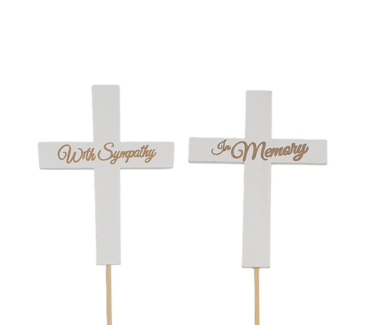 313860WGD | 18"L | REMEMBERANCE CROSS | WHITE/GOLD | 2 ASSORTED STYLES | 12PCS/PKG