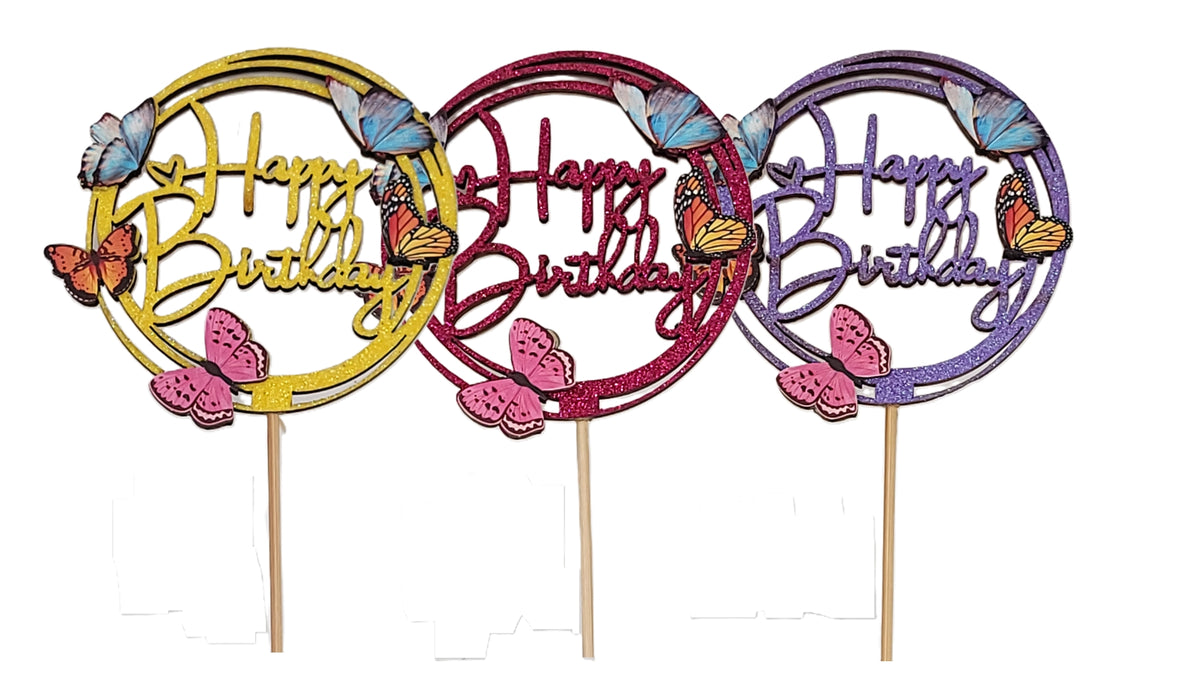 931022AST | BIRTHDAY BUTTERFLY PICK | 3 ASSORTED STYLES | 12PCS/CASE