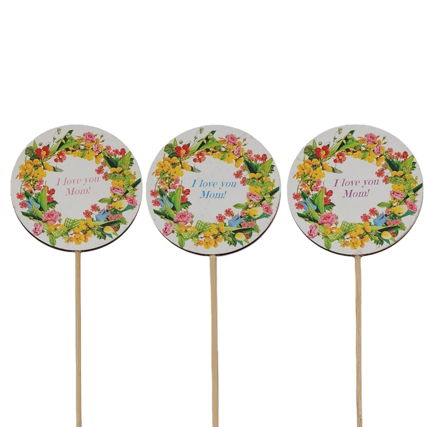 930894PAI | LOVE YOU MOM WREATH PICK | 3 ASSORTED | 12PCS/BUNDLE