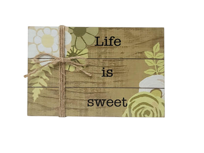 E22208 | Word Leaf Block w/Jute | 2 Assorted