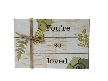 E22208 | Word Leaf Block w/Jute | 2 Assorted
