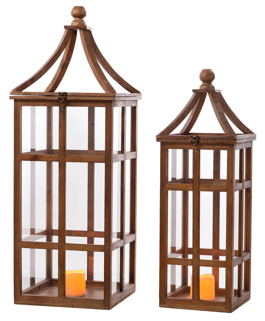 E26142 | WOOD/GLASS LUMINARY | 2PCS/SET