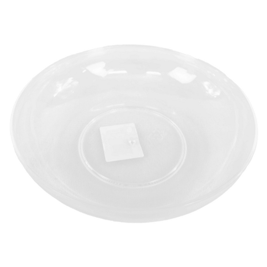 A&B Wholesale Market Inc 6-inch clear plastic plate with a shallow bowl design for food service and catering.