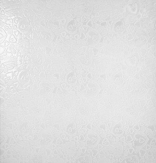 F287708 | Heart Embossed Velvet Floral Paper | White | 20 Sheet/Pkg