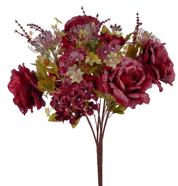 FB195105 | 21"L | Peony/Daisy/Protea Bush x5 | Burgundy