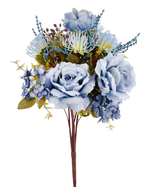 FB195144 | 21"L | Peony/Daisy/Protea Bush x5 | Smoke Blue