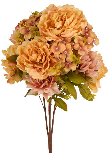 FB1955C3  23"L Fabric Peony/Hydrangea Bush x 5