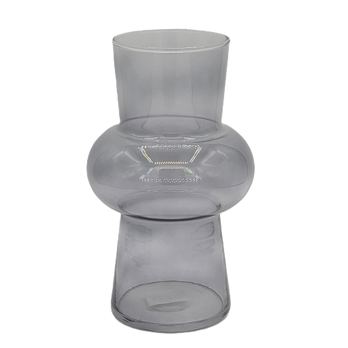 G4574    8"T x 4W Gray Glass Dora Vase- 12/Case