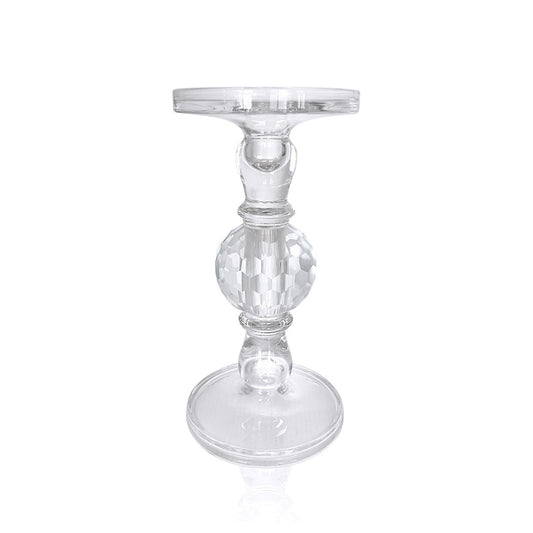 GA15032 | 11"H x 4"D | Glass Candle Holder | Clear