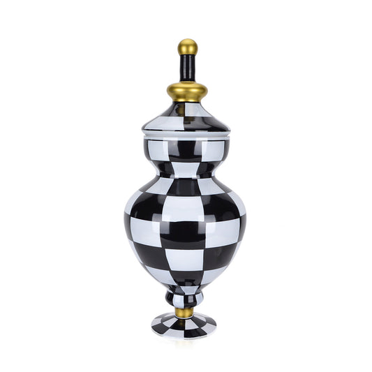 GA56015MT | 22"H x 9.5"D | Glass Jar w/Lid | Black/White