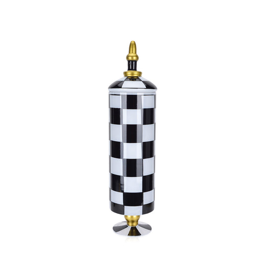 GA56017MT | 20"H x 5.2"D | Glass Jar w/Lid | Black/White