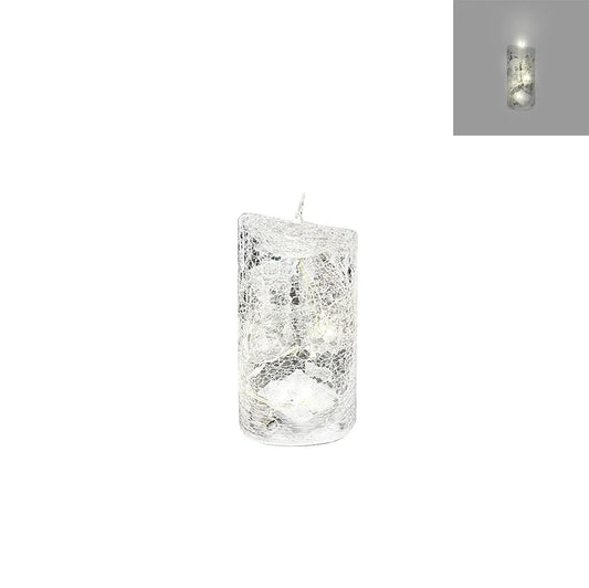 GC56129 | 3.5"D x 8"H | LED GLASS FLAMELESS CANDLE | CRYSTAL