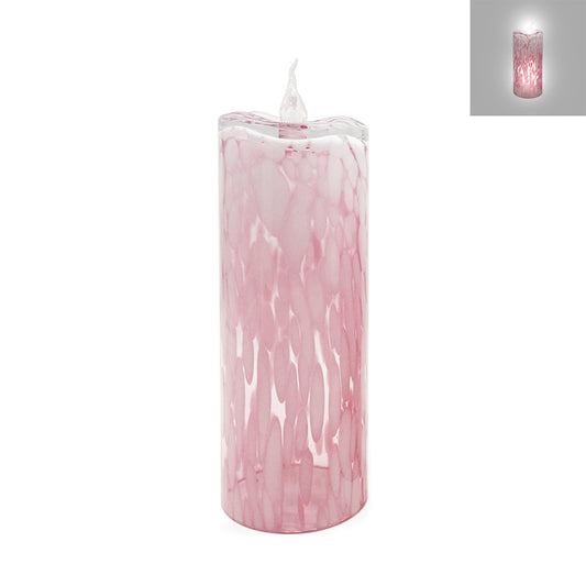 GC56133PK | 12"H x 4"D | Glass Candle w/LED Flame | Pink