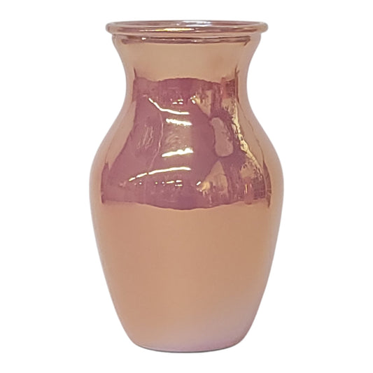 GP66 | 8"T | ROUND BLUSH PINK IRIDESCENT VASE | CASE OF 12