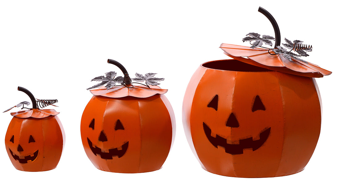 H26057 | Metal Jack-O-Lantern w/Lid | 3pcs/Set