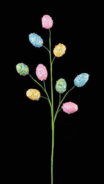 HE4200 29"L SEQUIN/GLITTER EASTER EGG SPRAY X3 - A&B Wholesale Market Inc