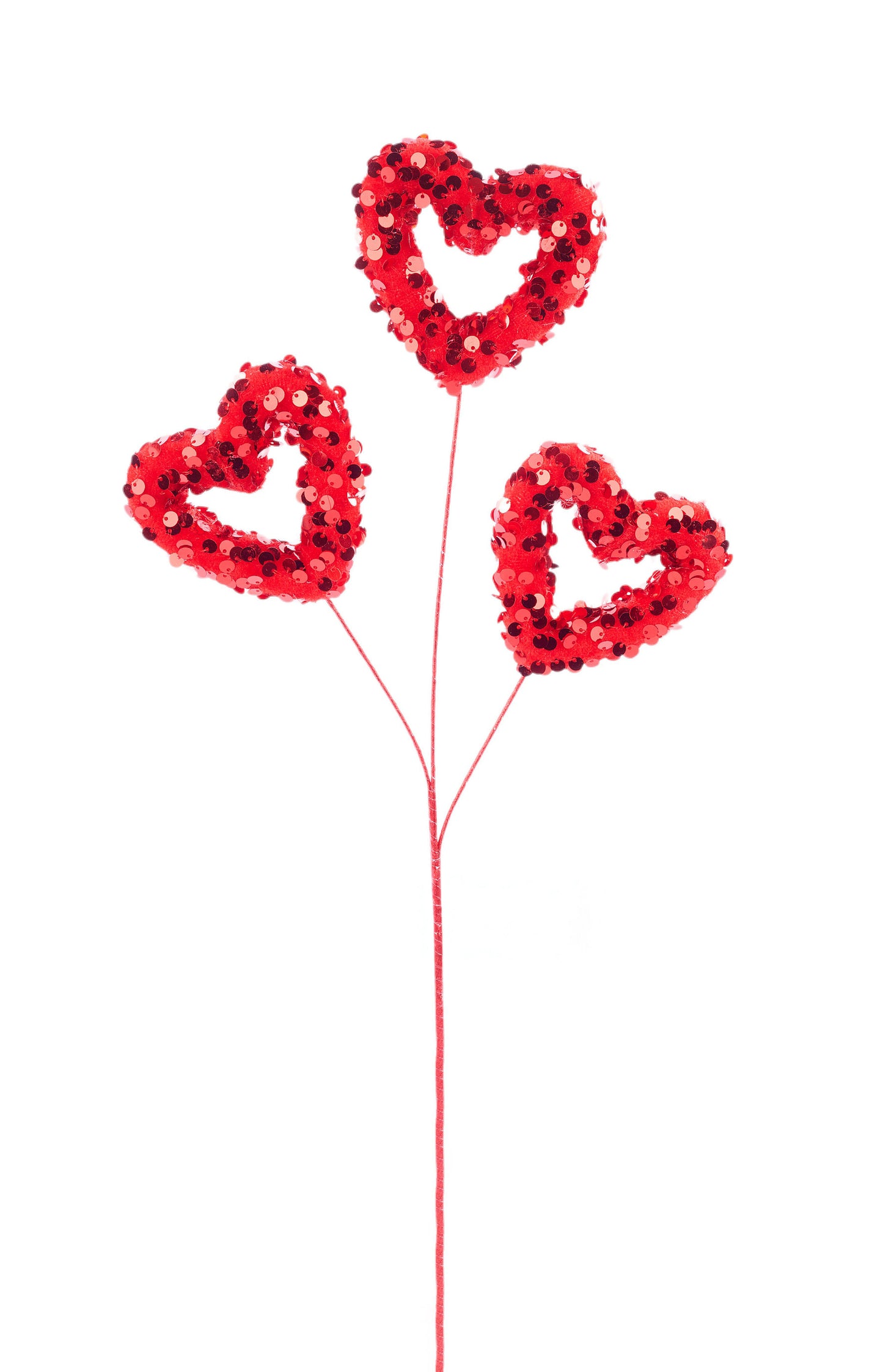 HV1379 | 16"L | Red | Sequin Hollow Heart Pick