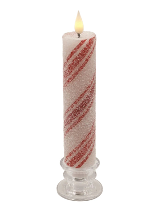 LXS43406-8 | 8.5"H | THICK FROSTY CANDY CANE TAPER