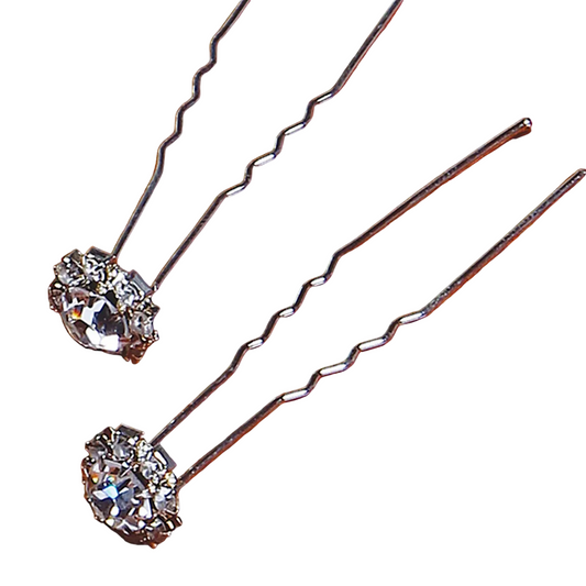 4822-CRYSTAL | DIAMOND HAIR PIN, FLOWER | CRYSTAL | 12PCS/PACK