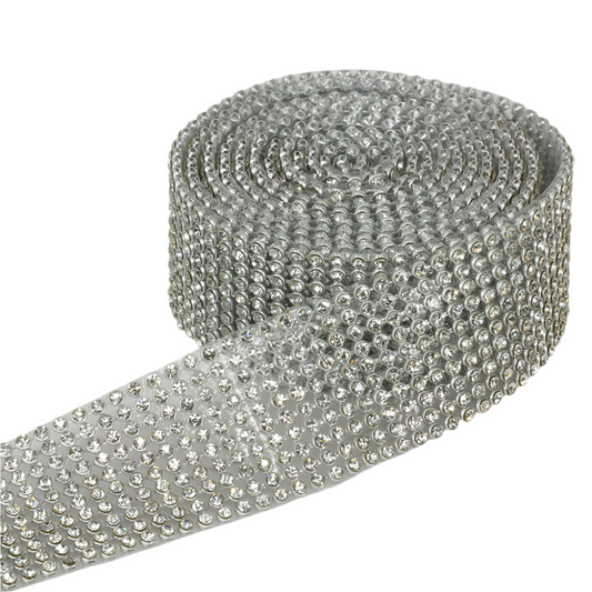 5961-SILVER  1.25" RHINESTONE RIBBON, 2 YDS/ROLL