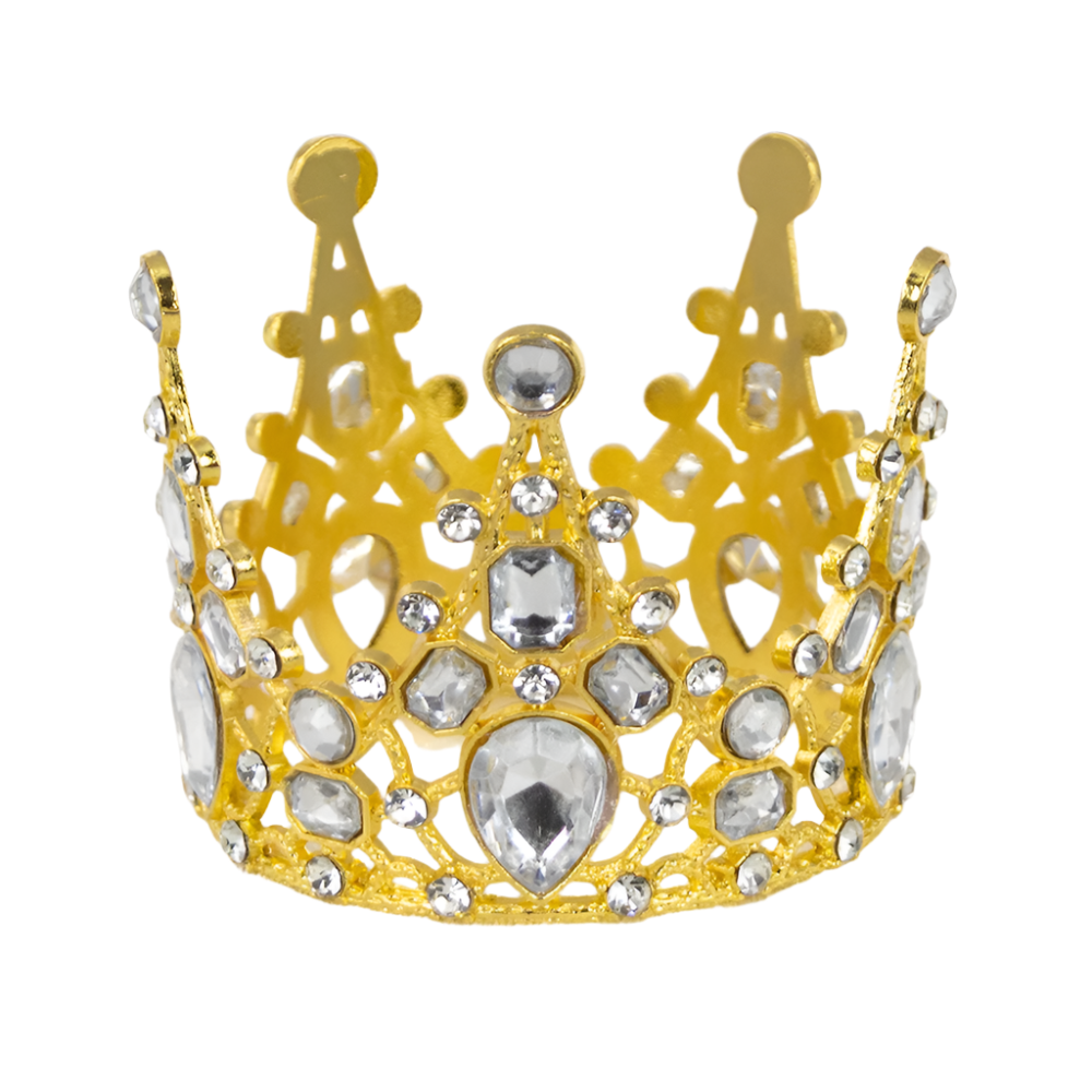 4657-GOLD  3"D x 2.5"H ALLOY CROWN W/RHINESTONES