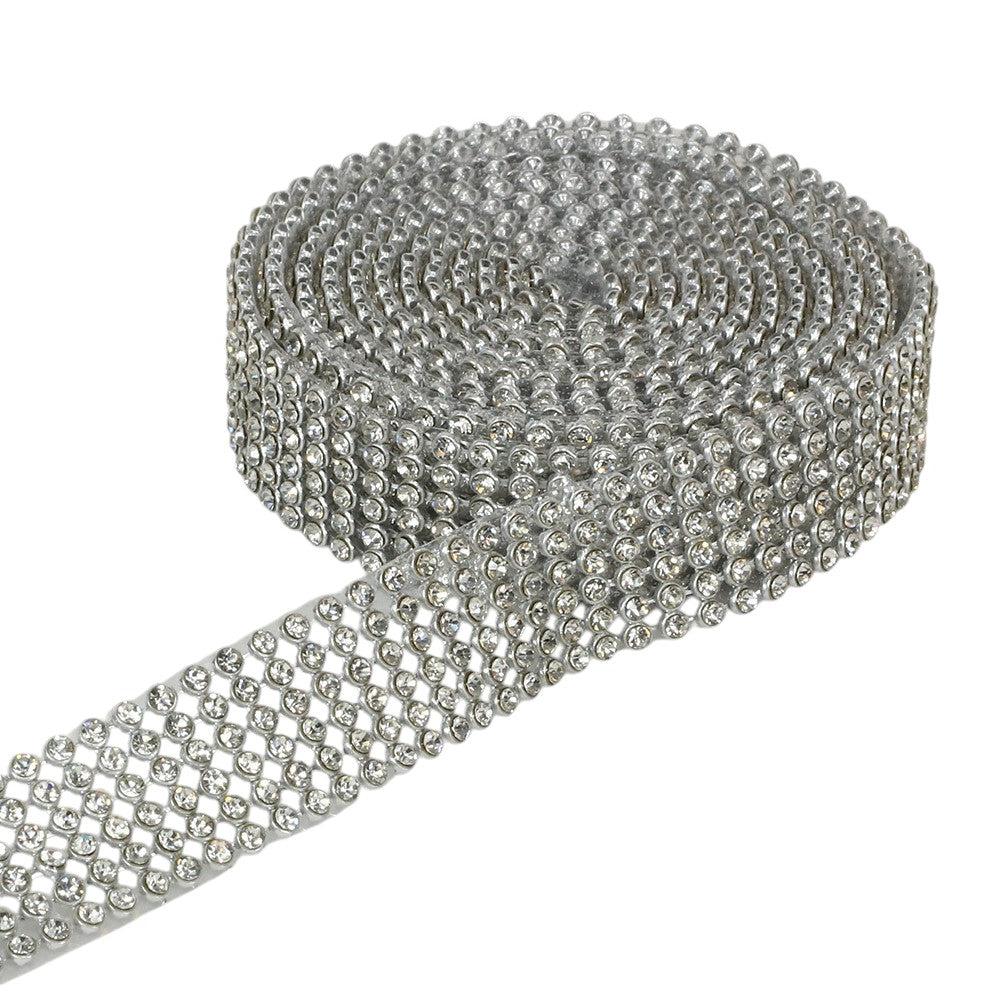 5960-SILVER  0.75" RHINESTONE RIBBON, 2 YDS/ROLL