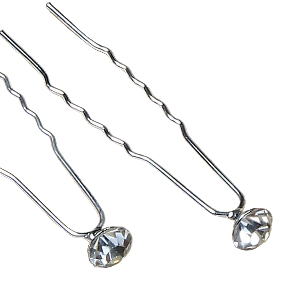 4820-CRYSTAL | DIAMOND HAIR PIN, ROUND | CRYSTAL | 24PCS/PACK