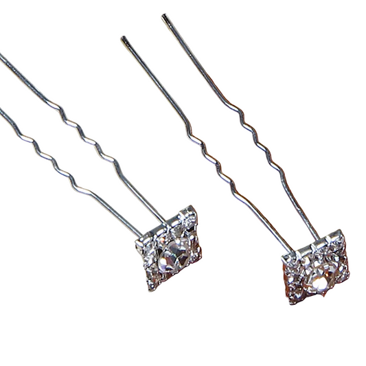 4823-CRYSTAL | DIAMOND HAIR PIN, SQUARE | CRYSTAL | 12PCS/PACK